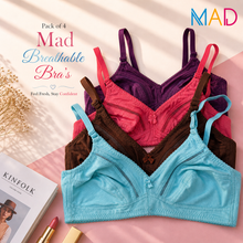 Load image into Gallery viewer, Pack of 4 MadColors Fine Quailty Cool Colors Breathable Bra