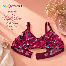 Load image into Gallery viewer, Pack of 4 MadColors Cotton Cool Design Bra's