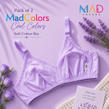 Load image into Gallery viewer, Pack of 2 MadColors Cool Colors Soft Cotton Bra's