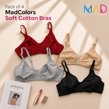 Load image into Gallery viewer, Pack of 4 Essential MadColors Cotton Bras
