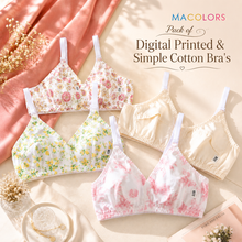 Load image into Gallery viewer, Pack of 4 MadColors Digital Printed & Simple Cotton Bra's