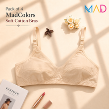 Load image into Gallery viewer, Pack of 4 Essential MadColors Cotton Bras