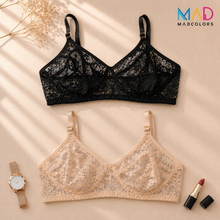 Load image into Gallery viewer, Pack of 4 MadColors Soft Net Daily Wear Bra's
