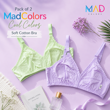 Load image into Gallery viewer, Pack of 2 MadColors  Cool Colors  Soft Cotton Bra's
