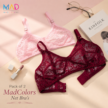 Load image into Gallery viewer, Pack of  2 Madcolors  ColorFull Soft Net Bra's

