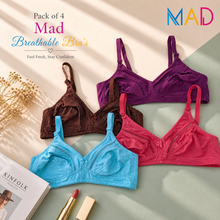 Load image into Gallery viewer, Pack of 4  MadColors Fine Quailty Cool Colors Breathable Bra
