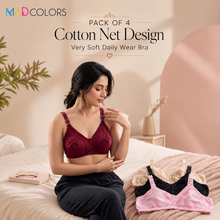 Load image into Gallery viewer, Pack of 4 MadColors Cotton Net Design Very Soft Daily Wear Bra
