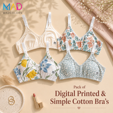 Load image into Gallery viewer, Pack of 4 MadColors Digital Printed &amp; Simple Cotton Bra's

