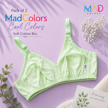 Load image into Gallery viewer, Pack of 2 MadColors  Cool Colors  Soft Cotton Bra's
