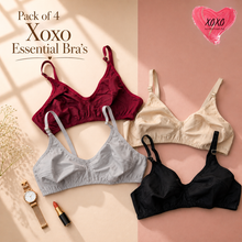 Load image into Gallery viewer, Pack of 4 Essential Xoxo Cotton Bras

