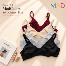Load image into Gallery viewer, Pack of 4 Essential MadColors Cotton Bras
