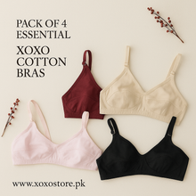 Load image into Gallery viewer, Pack of 4 Essential Xoxo Cotton Bras
